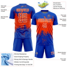 Загрузить изображение в средство просмотра галереи, Custom Thunder Blue Orange-White Abstract Splatter Grunge Art Sports Sublimation Soccer Uniform Jersey