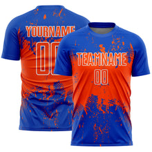 Загрузить изображение в средство просмотра галереи, Custom Thunder Blue Orange-White Abstract Splatter Grunge Art Sports Sublimation Soccer Uniform Jersey