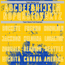 Charger l'image dans la galerie, Custom Thunder Blue Yellow-White Abstract Splatter Grunge Art Sports Sublimation Soccer Uniform Jersey