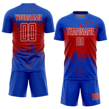 Загрузить изображение в средство просмотра галереи, Custom Thunder Blue Red-White Abstract Splatter Grunge Art Sports Sublimation Soccer Uniform Jersey