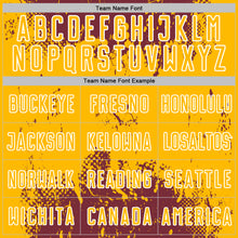 Загрузить изображение в средство просмотра галереи, Custom Burgundy Gold-White Abstract Splatter Grunge Art Sports Sublimation Soccer Uniform Jersey