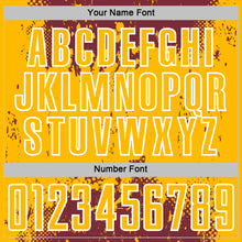 Загрузить изображение в средство просмотра галереи, Custom Burgundy Gold-White Abstract Splatter Grunge Art Sports Sublimation Soccer Uniform Jersey