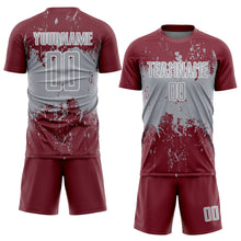 Load image into Gallery viewer, Custom Burgundy Gray-White Abstract Splatter Grunge Art Sports Sublimation Soccer Uniform Jersey