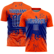 Charger l'image dans la galerie, Custom Orange Royal-White Abstract Splatter Grunge Art Sports Sublimation Soccer Uniform Jersey