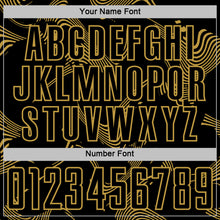 Load image into Gallery viewer, Custom Black Old Gold Curve Lines Sports Sublimation Soccer Uniform Jersey