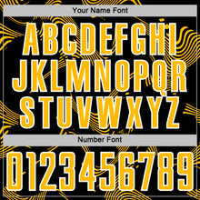 Load image into Gallery viewer, Custom Black Gold-White Curve Lines Sports Sublimation Soccer Uniform Jersey