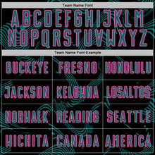 Load image into Gallery viewer, Custom Black Teal-Pink Curve Lines Sports Sublimation Soccer Uniform Jersey