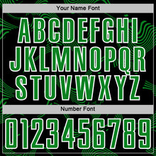 Load image into Gallery viewer, Custom Black Grass Green-White Curve Lines Sports Sublimation Soccer Uniform Jersey