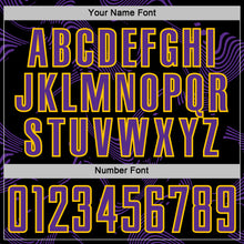 Load image into Gallery viewer, Custom Black Purple-Yellow Curve Lines Sports Sublimation Soccer Uniform Jersey
