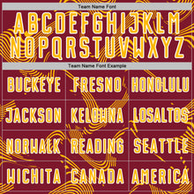 Load image into Gallery viewer, Custom Crimson Gold-White Curve Lines Sports Sublimation Soccer Uniform Jersey