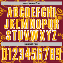 Load image into Gallery viewer, Custom Crimson Gold-White Curve Lines Sports Sublimation Soccer Uniform Jersey