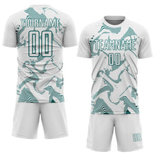 Загрузить изображение в средство просмотра галереи, Custom White Teal Curve Lines Sports Sublimation Soccer Uniform Jersey
