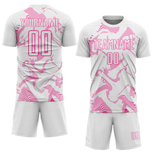 Загрузить изображение в средство просмотра галереи, Custom White Pink Curve Lines Sports Sublimation Soccer Uniform Jersey