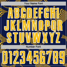 Load image into Gallery viewer, Custom Navy Gold-White Curve Lines Sports Sublimation Soccer Uniform Jersey