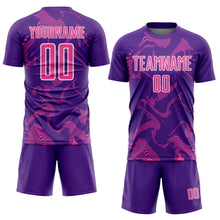 Load image into Gallery viewer, Custom Purple Pink-White Curve Lines Sports Sublimation Soccer Uniform Jersey