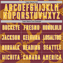 Charger l'image dans la galerie, Custom Burgundy Gold-White Curve Lines Sports Sublimation Soccer Uniform Jersey