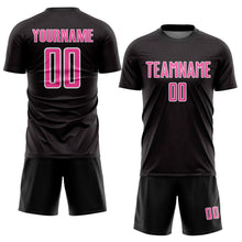 Laden Sie das Bild in den Galerie-Viewer, Custom Black Pink-White Geometric Shape Sports Sublimation Soccer Uniform Jersey