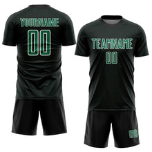 Charger l'image dans la galerie, Custom Black Kelly Green-White Geometric Shape Sports Sublimation Soccer Uniform Jersey