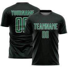Charger l'image dans la galerie, Custom Black Kelly Green-White Geometric Shape Sports Sublimation Soccer Uniform Jersey