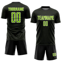 Load image into Gallery viewer, Custom Black Neon Green-White Geometric Shape Sports Sublimation Soccer Uniform Jersey