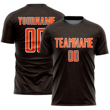 Charger l'image dans la galerie, Custom Black Orange-White Geometric Shape Sports Sublimation Soccer Uniform Jersey