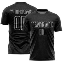 Laden Sie das Bild in den Galerie-Viewer, Custom Black White Geometric Shape Sports Sublimation Soccer Uniform Jersey
