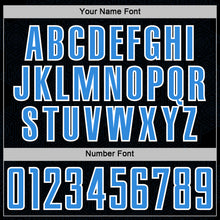 Load image into Gallery viewer, Custom Black Powder Blue-White Geometric Shape Sports Sublimation Soccer Uniform Jersey