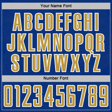 Charger l'image dans la galerie, Custom Royal Old Gold-White Geometric Shape Sports Sublimation Soccer Uniform Jersey