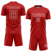 Load image into Gallery viewer, Custom Red White Geometric Shape Sports Sublimation Soccer Uniform Jersey