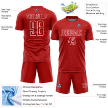 Load image into Gallery viewer, Custom Red White Geometric Shape Sports Sublimation Soccer Uniform Jersey