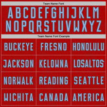 Load image into Gallery viewer, Custom Red Light Blue-Steel Gray Geometric Shape Sports Sublimation Soccer Uniform Jersey