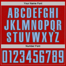 Load image into Gallery viewer, Custom Red Light Blue-Steel Gray Geometric Shape Sports Sublimation Soccer Uniform Jersey