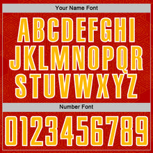 Load image into Gallery viewer, Custom Red Gold-White Geometric Shape Sports Sublimation Soccer Uniform Jersey