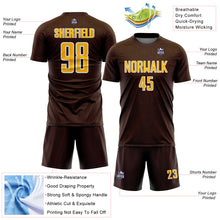 Charger l'image dans la galerie, Custom Brown Gold-White Geometric Shape Sports Sublimation Soccer Uniform Jersey