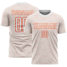 Load image into Gallery viewer, Custom White Orange Geometric Shape Sports Sublimation Soccer Uniform Jersey