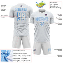 Load image into Gallery viewer, Custom White Powder Blue Geometric Shape Sports Sublimation Soccer Uniform Jersey