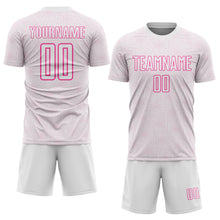 Load image into Gallery viewer, Custom White Pink Geometric Shape Sports Sublimation Soccer Uniform Jersey
