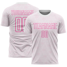 Load image into Gallery viewer, Custom White Pink Geometric Shape Sports Sublimation Soccer Uniform Jersey