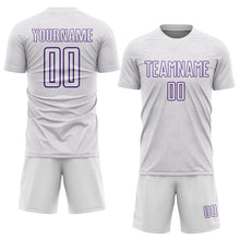 Load image into Gallery viewer, Custom White Purple Geometric Shape Sports Sublimation Soccer Uniform Jersey