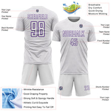 Load image into Gallery viewer, Custom White Purple Geometric Shape Sports Sublimation Soccer Uniform Jersey