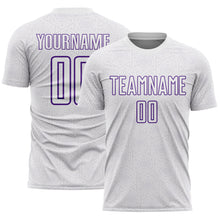 Load image into Gallery viewer, Custom White Purple Geometric Shape Sports Sublimation Soccer Uniform Jersey