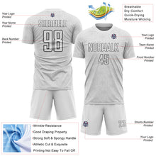 Load image into Gallery viewer, Custom White Steel Gray Geometric Shape Sports Sublimation Soccer Uniform Jersey