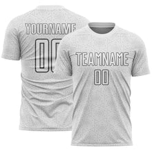 Load image into Gallery viewer, Custom White Steel Gray Geometric Shape Sports Sublimation Soccer Uniform Jersey