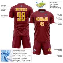 Load image into Gallery viewer, Custom Crimson Gold-White Geometric Shape Sports Sublimation Soccer Uniform Jersey