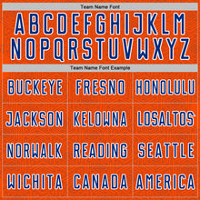 Load image into Gallery viewer, Custom Orange Royal-White Geometric Shape Sports Sublimation Soccer Uniform Jersey