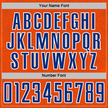 Load image into Gallery viewer, Custom Orange Royal-White Geometric Shape Sports Sublimation Soccer Uniform Jersey
