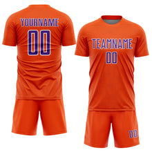 Load image into Gallery viewer, Custom Orange Purple-White Geometric Shape Sports Sublimation Soccer Uniform Jersey