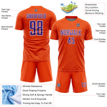 Load image into Gallery viewer, Custom Orange Purple-White Geometric Shape Sports Sublimation Soccer Uniform Jersey