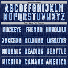 Laden Sie das Bild in den Galerie-Viewer, Custom Navy Light Blue-White Geometric Shape Sports Sublimation Soccer Uniform Jersey