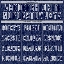 Laden Sie das Bild in den Galerie-Viewer, Custom Navy White Geometric Shape Sports Sublimation Soccer Uniform Jersey